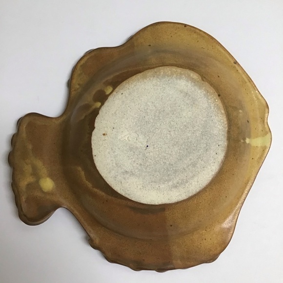 Studio Pottery SIGNED Fish Dish Plate Large Earth Tones Stoneware Florida Beach - Picture 13 of 14